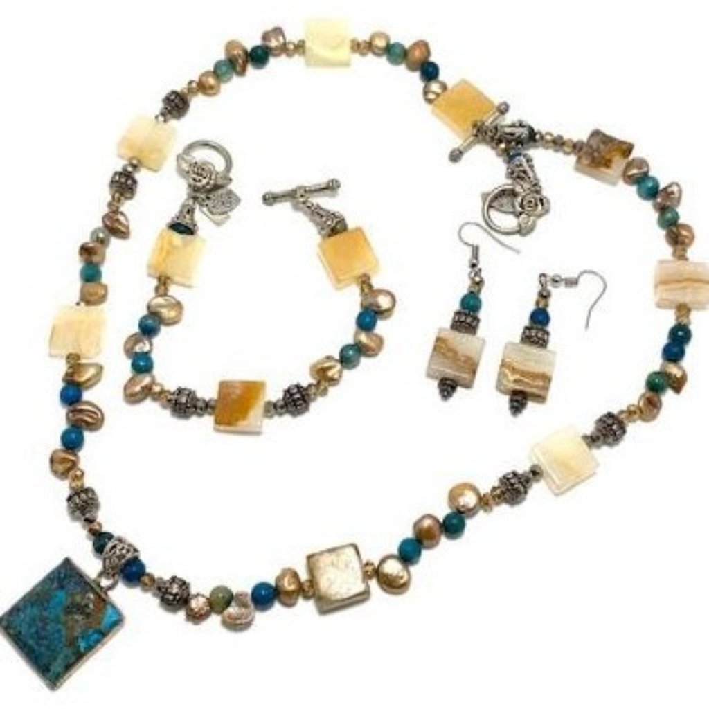Handmade Jewelry Set By Surdigirl - Rare Ithica Peak Turquoise